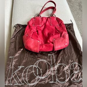 Kooba large pink leather hobo bag with silver hardware